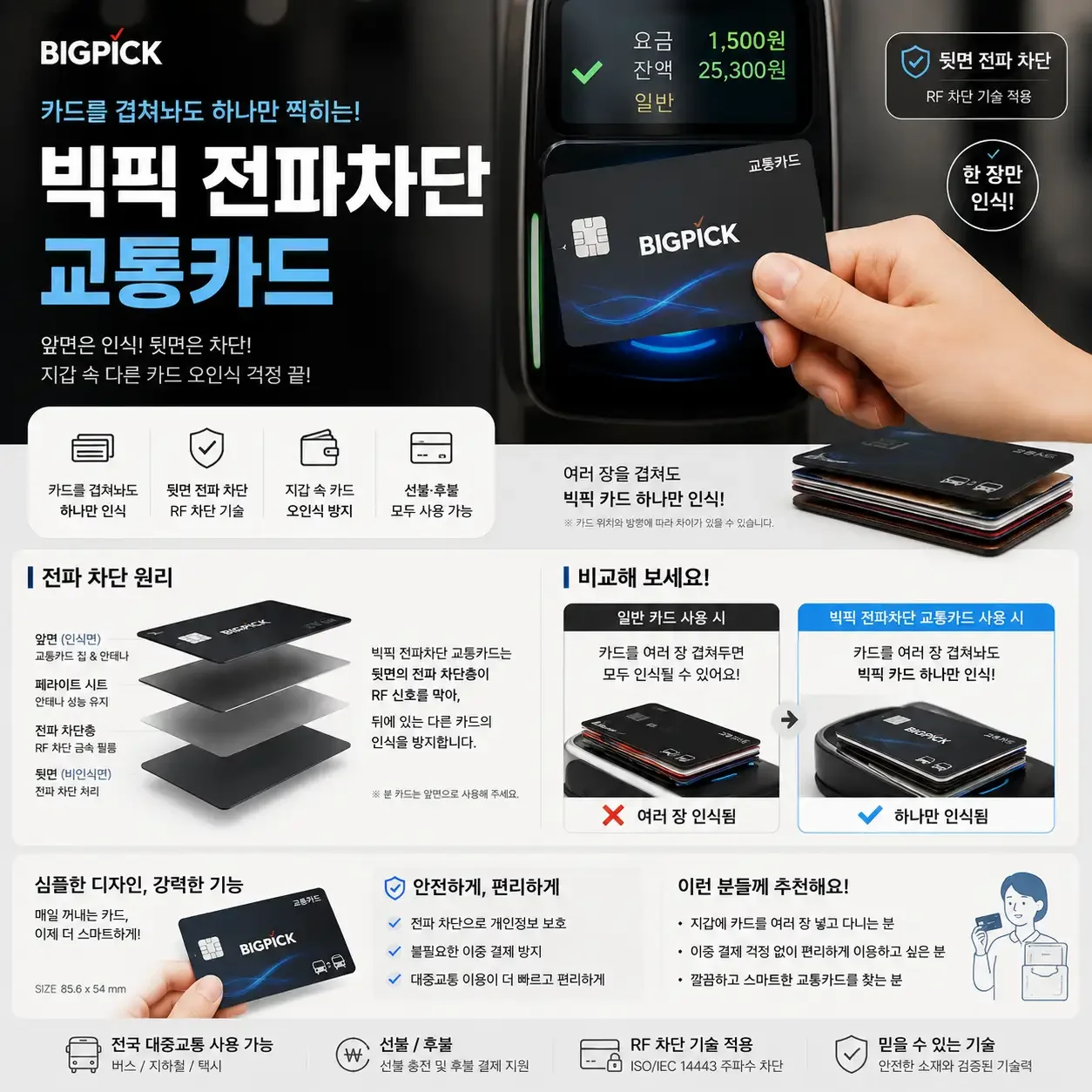 한장만 찍히는 교통카드